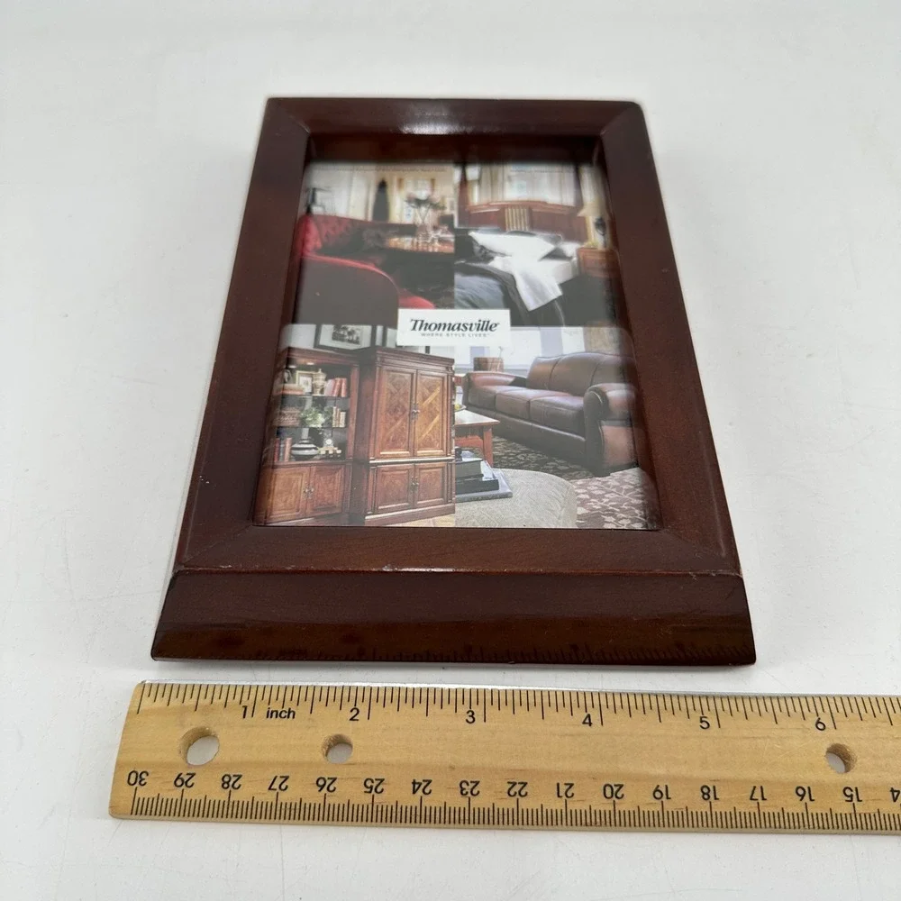 Thomasville Wood Picture Frame Cherry Mahogany Finish 4x6 Tabletop Beveled Edge